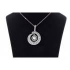 1.45 Cts. 18K White Gold Diamond Swirled Circle With Center Solitaire Pendant
